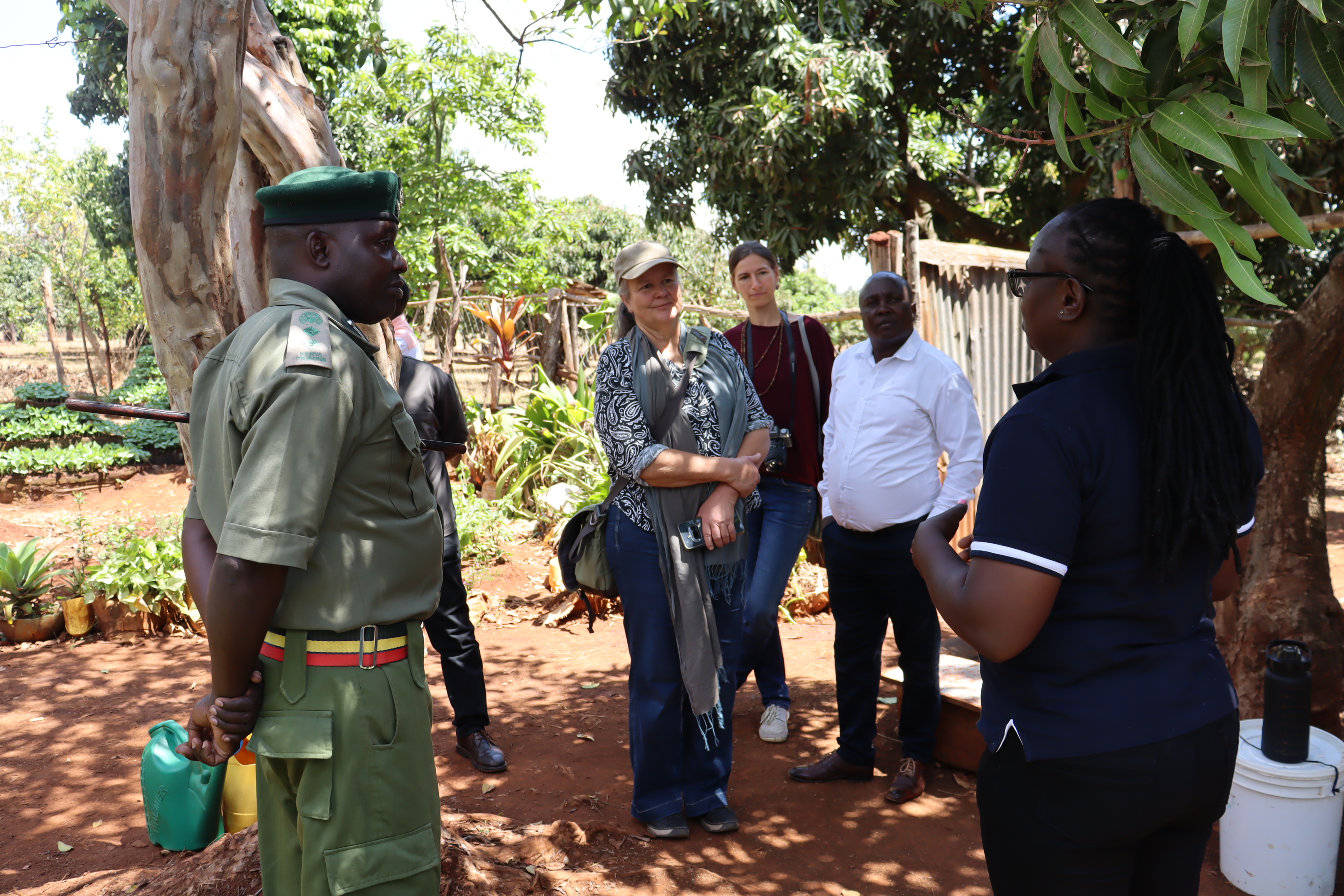 Doctor Annette  Massmann with kioko farm manager Ruiru Prison  at the demo and training garden