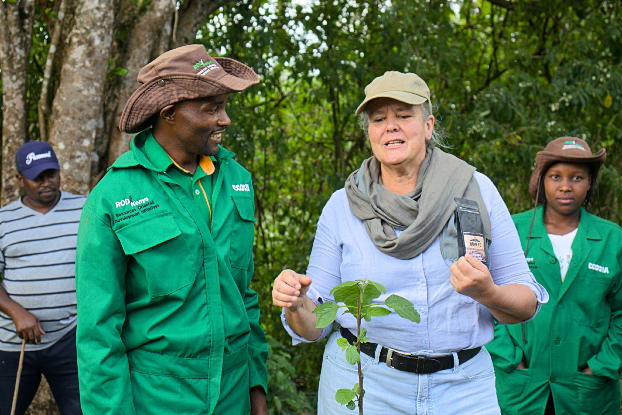 Doctor Annette  massmann with Nyeri hill youth demonstrating they products